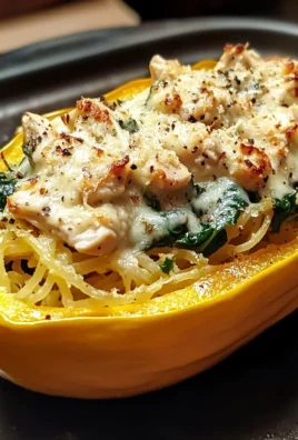 Garlic Parmesan Stuffed Spaghetti Squash with Chicken and Spinach