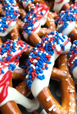 Patriotic Chocolate Dipped Pretzels