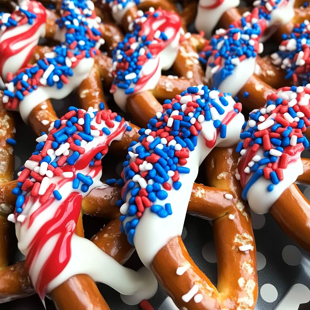 Patriotic Chocolate Dipped Pretzels