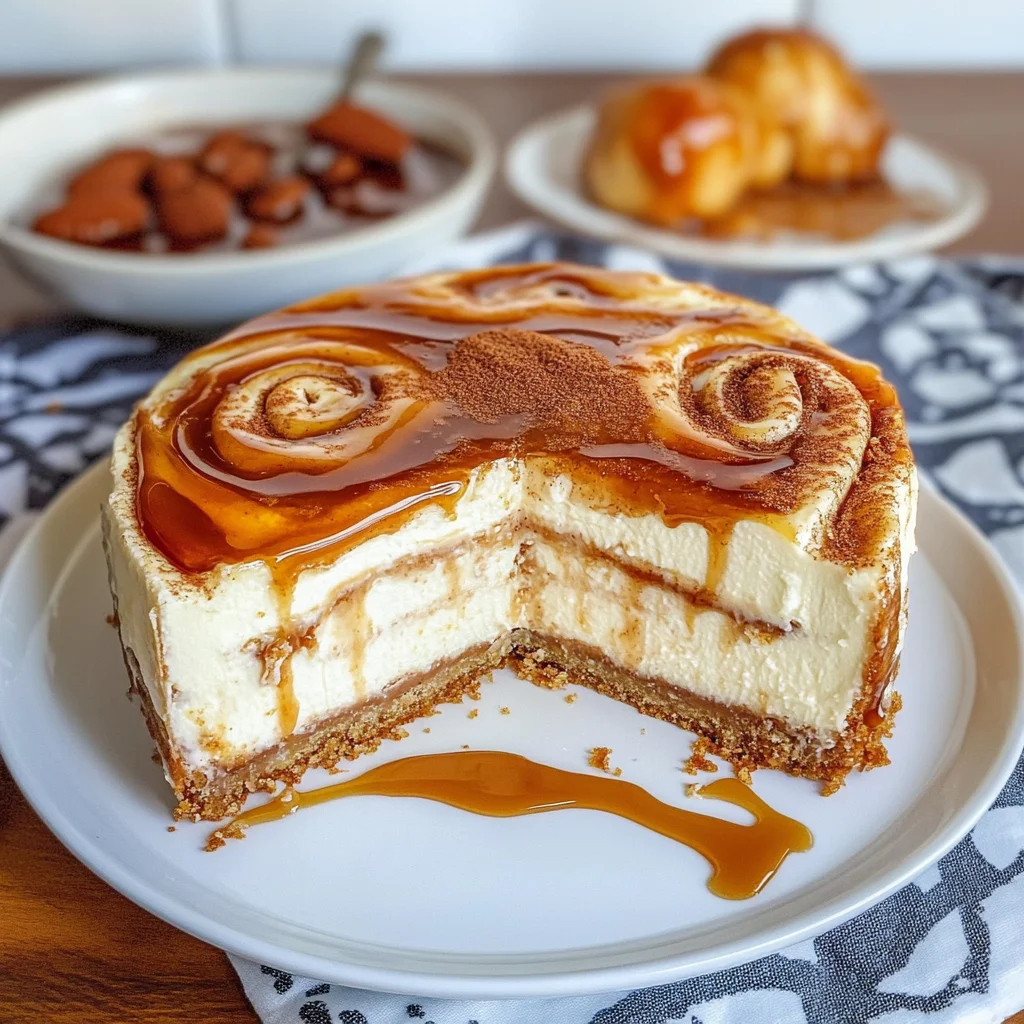 Cinnamon Roll Cheesecake with Caramel (video)