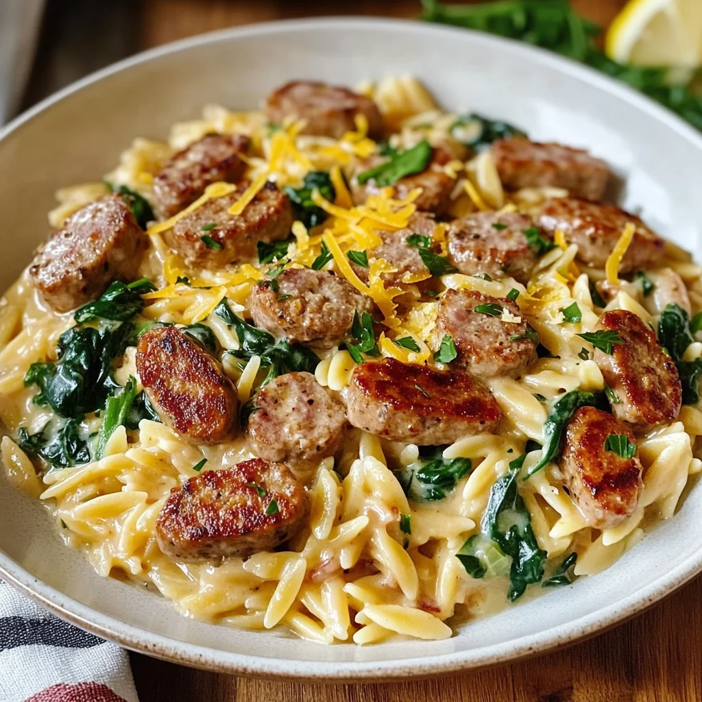 Creamy Chicken Sausage Orzo : A One-Pan Meal