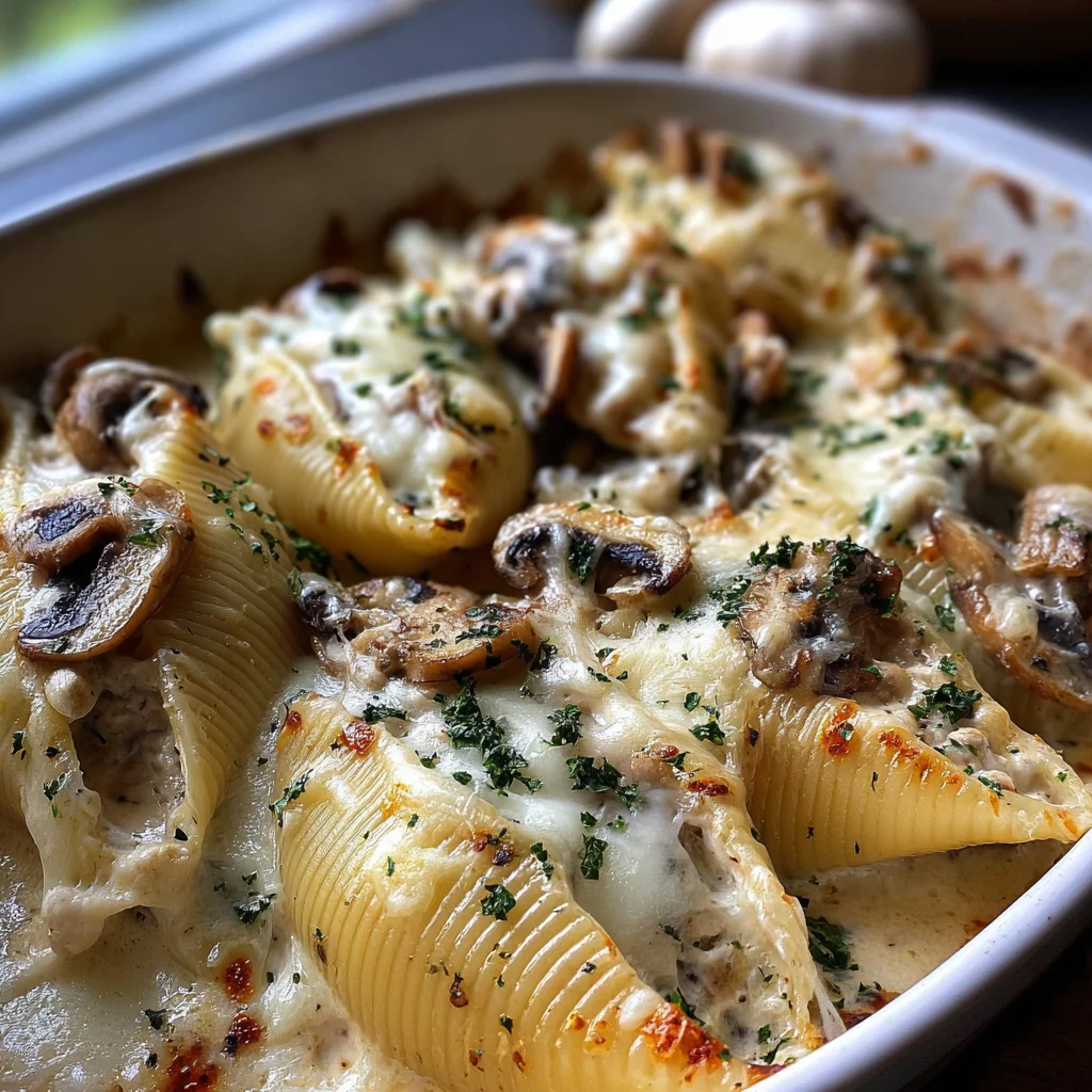 Creamy Garlic Mushroom Stuffed Shells