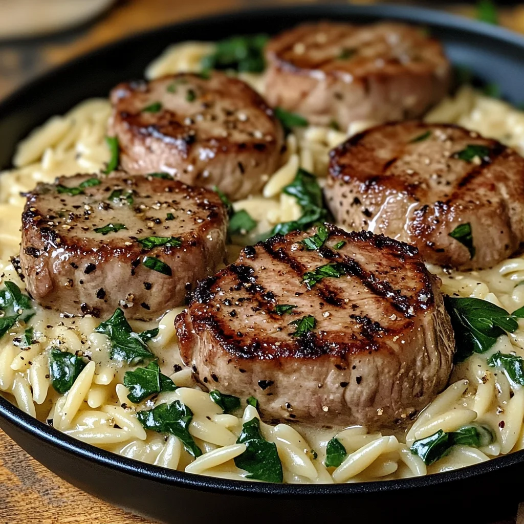 Creamy Pork Tenderloin Medallions with Orzo