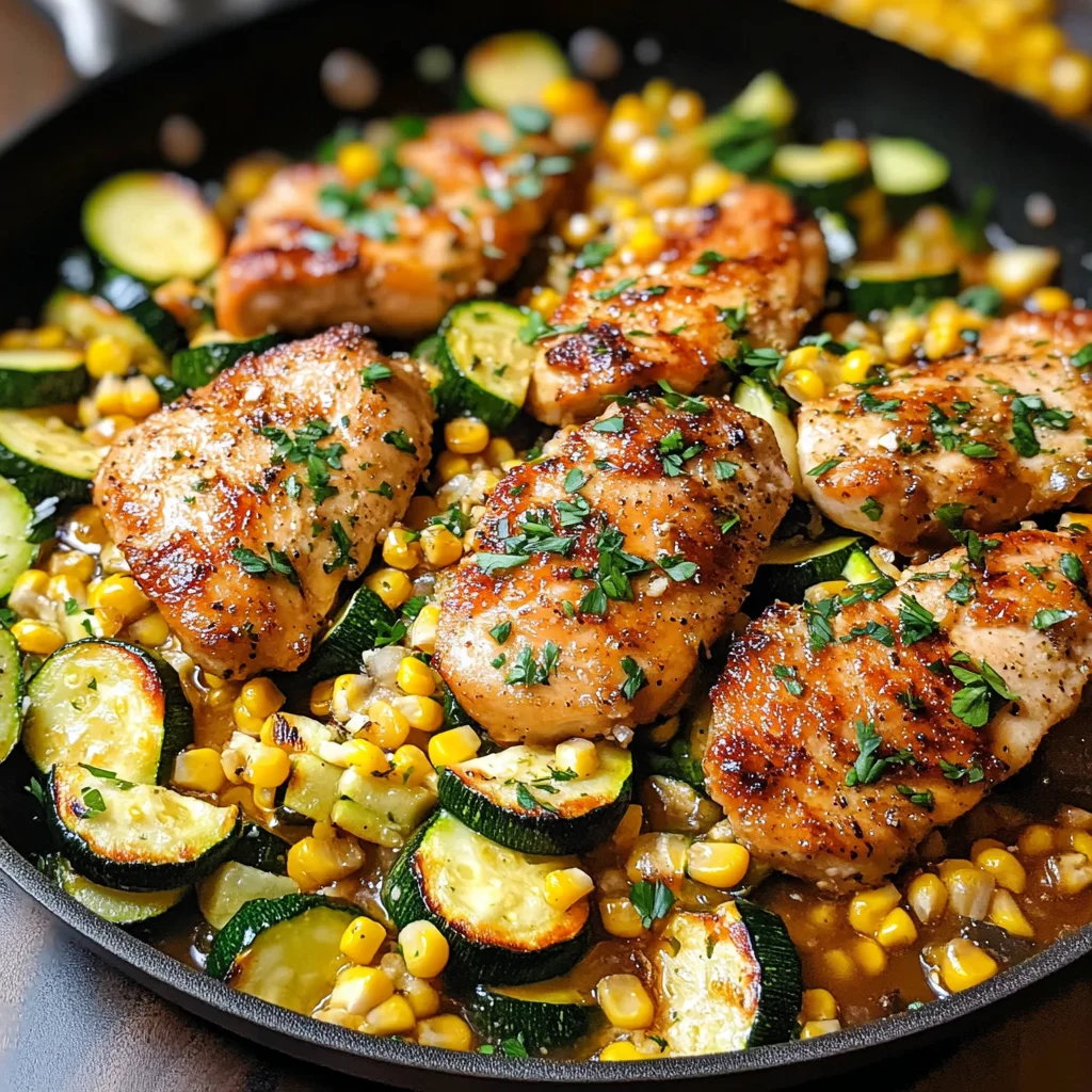 Garlic Butter Chicken with Zucchini and Corn - One-Pan, 30-Minute Meal