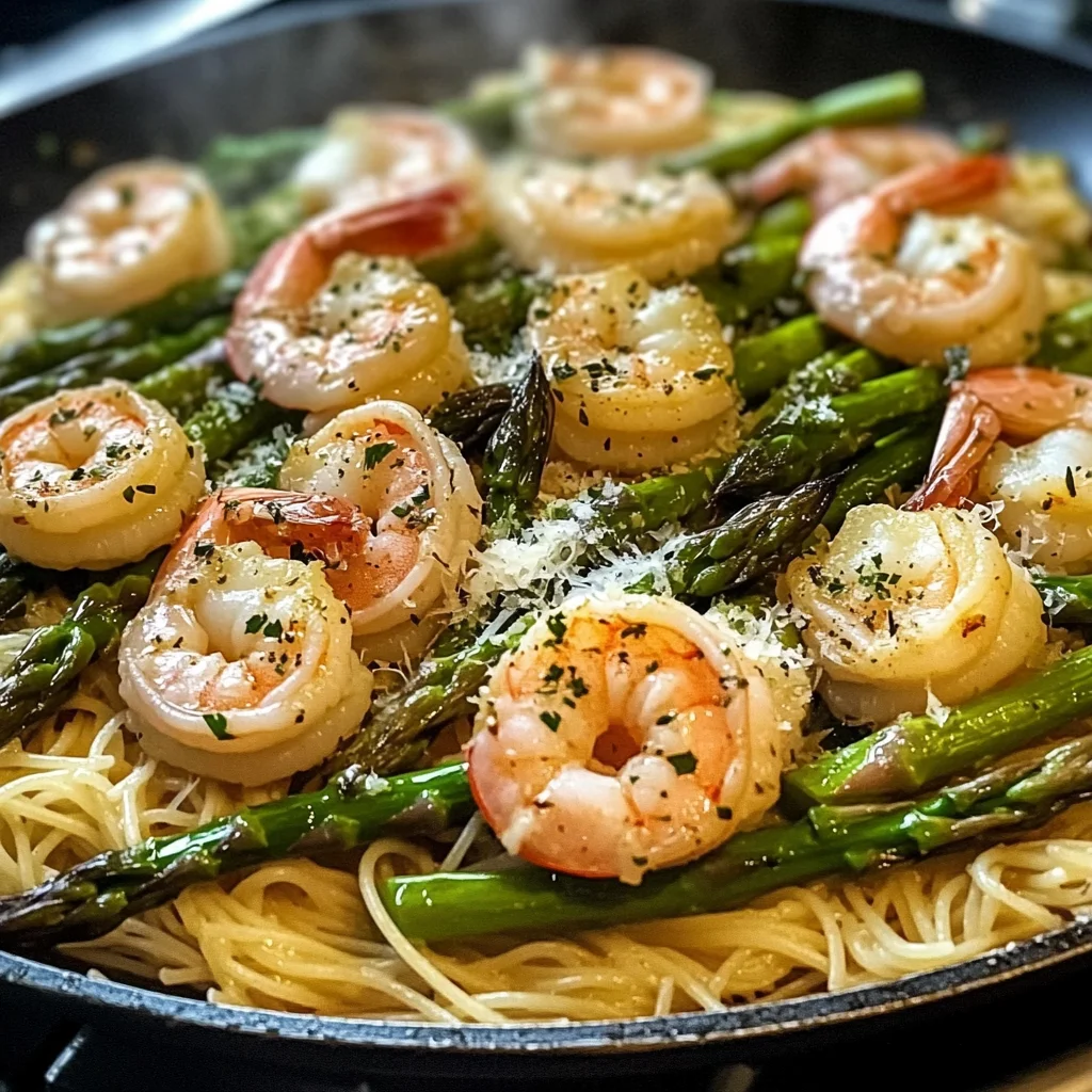 Garlic Shrimp & Asparagus Pasta