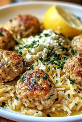 Greek Chicken Meatballs with Lemon Orzo