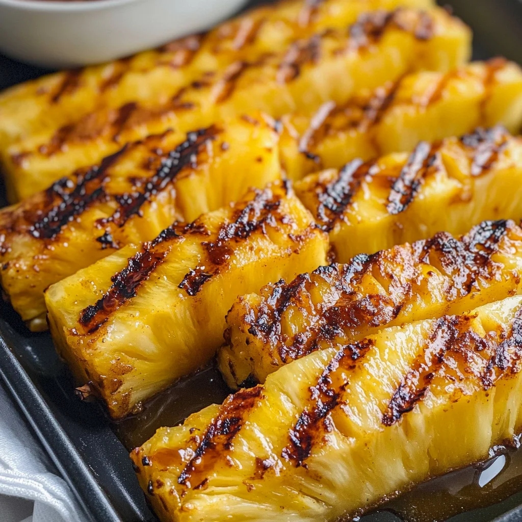 Grilled Pinapple with Cinnamon Honey Drizzle