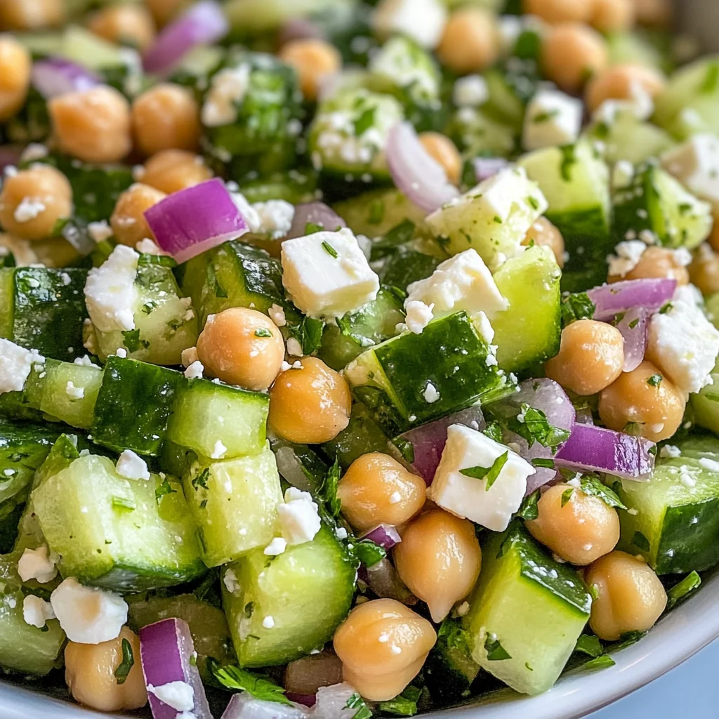 Herby Cucumber Salad with Feta and Chickpeas