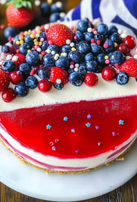 No-Bake Red White and Blue Jello Cheesecake