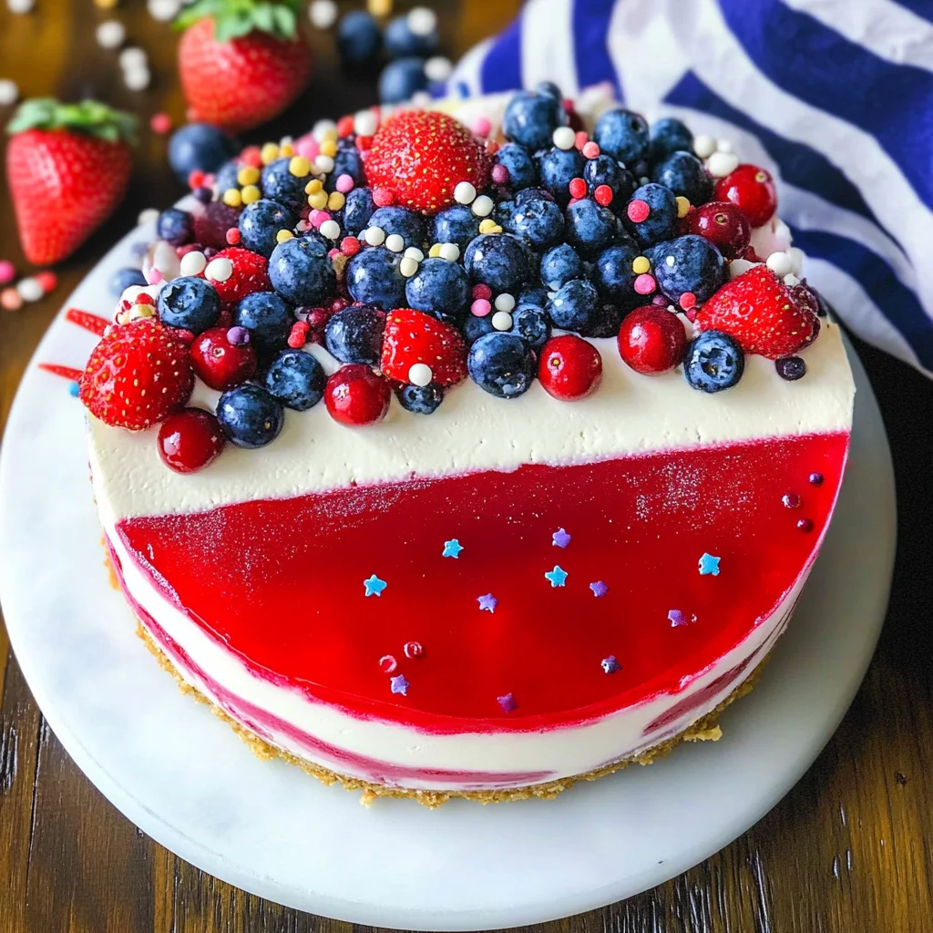 No-Bake Red White and Blue Jello Cheesecake