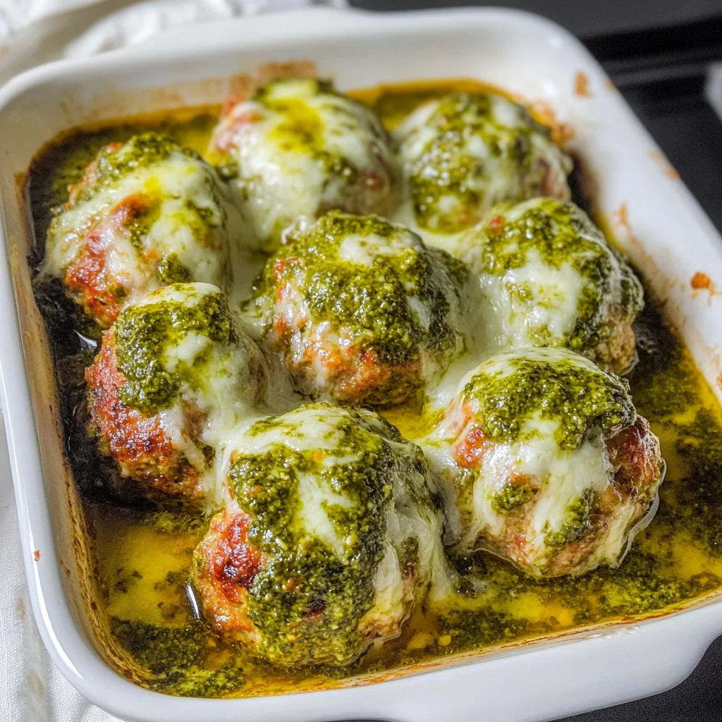 Pesto Baked Turkey Meatballs