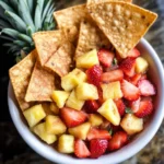 Strawberry Pineapple Fruit Salsa with Cinnamon Tortilla Chips