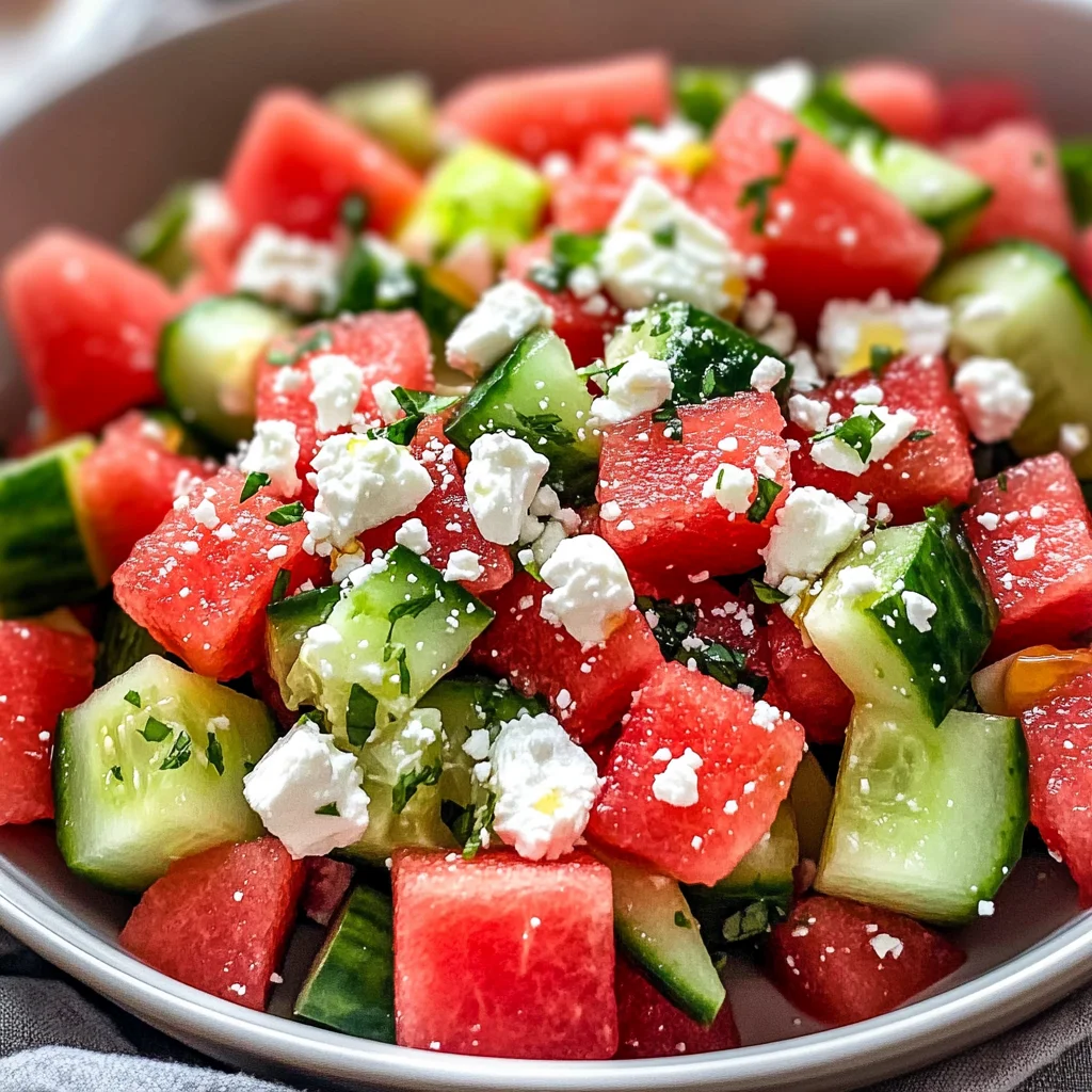 Watermelon Salad with Cucumber and Feta