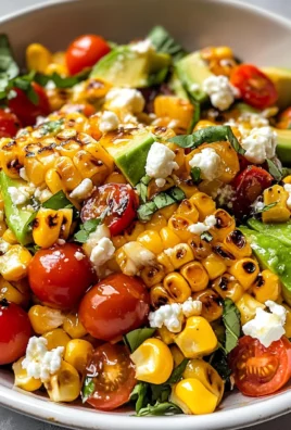 Grilled Corn Salad with Avocado, Goat Cheese & Hot Honey Vinaigrette