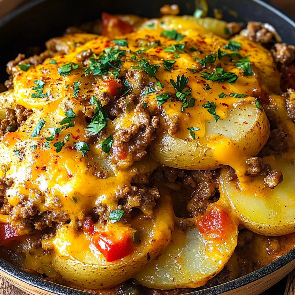 Cheesy One Pot Beef and Potatoes