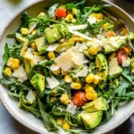 Corn Avocado Arugula Salad with Basil Vinaigrette