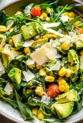 Corn Avocado Arugula Salad with Basil Vinaigrette