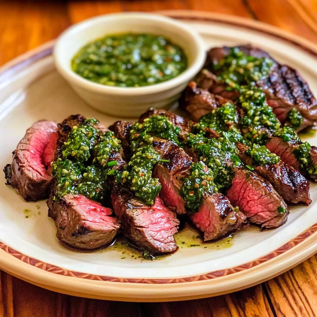 Grilled Flat Iron Steak with Chimichurri Sauce