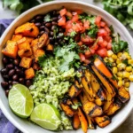 Grilled Veggie Burrito Bowls with Black Beans & Green Rice (Vegetarian, Vegan)