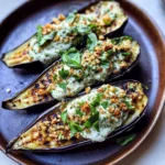 Loaded Grilled Eggplant with Creamy Herb Sauce