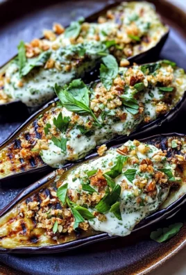 Loaded Grilled Eggplant with Creamy Herb Sauce