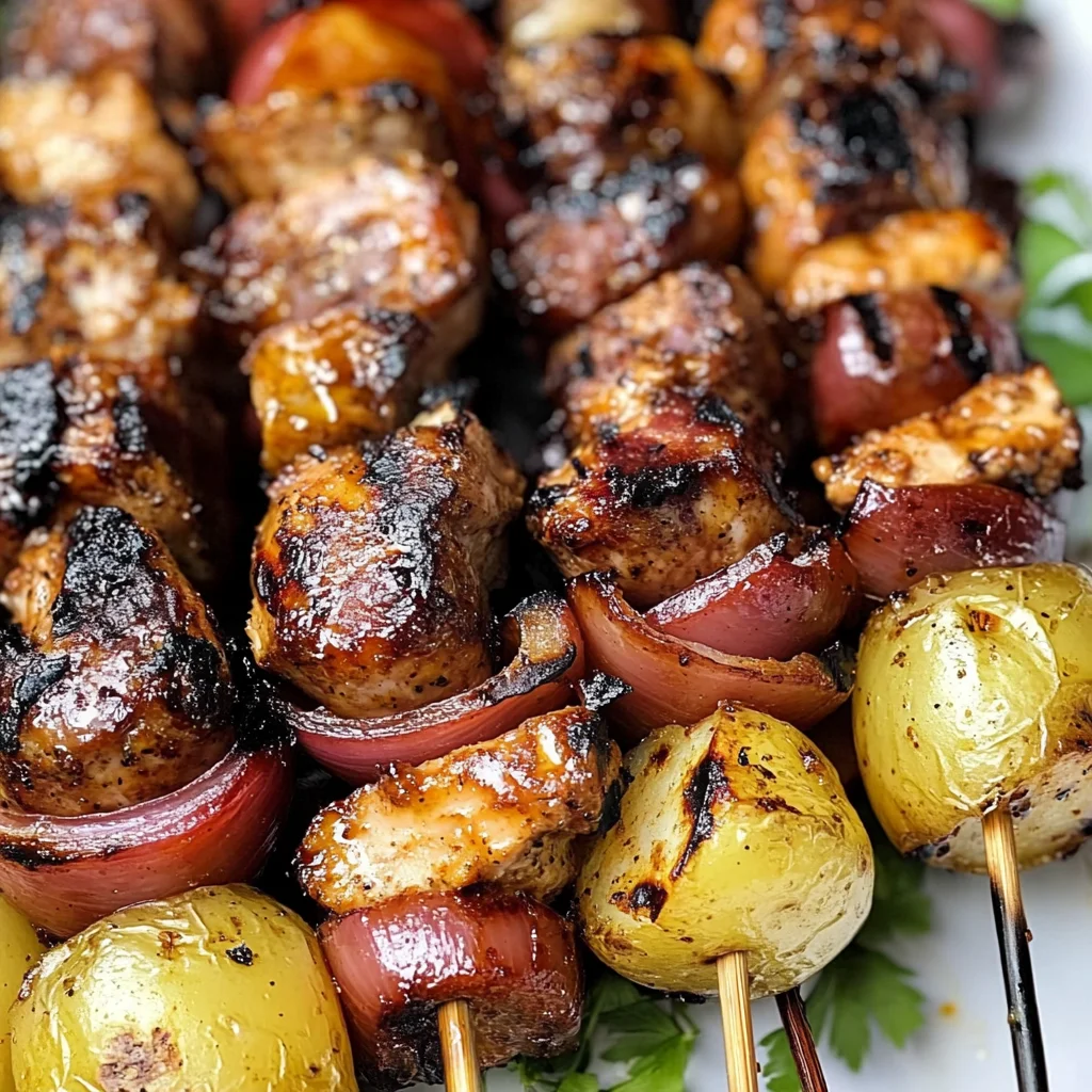 Smoked Sausage Chicken and Potato Kabobs