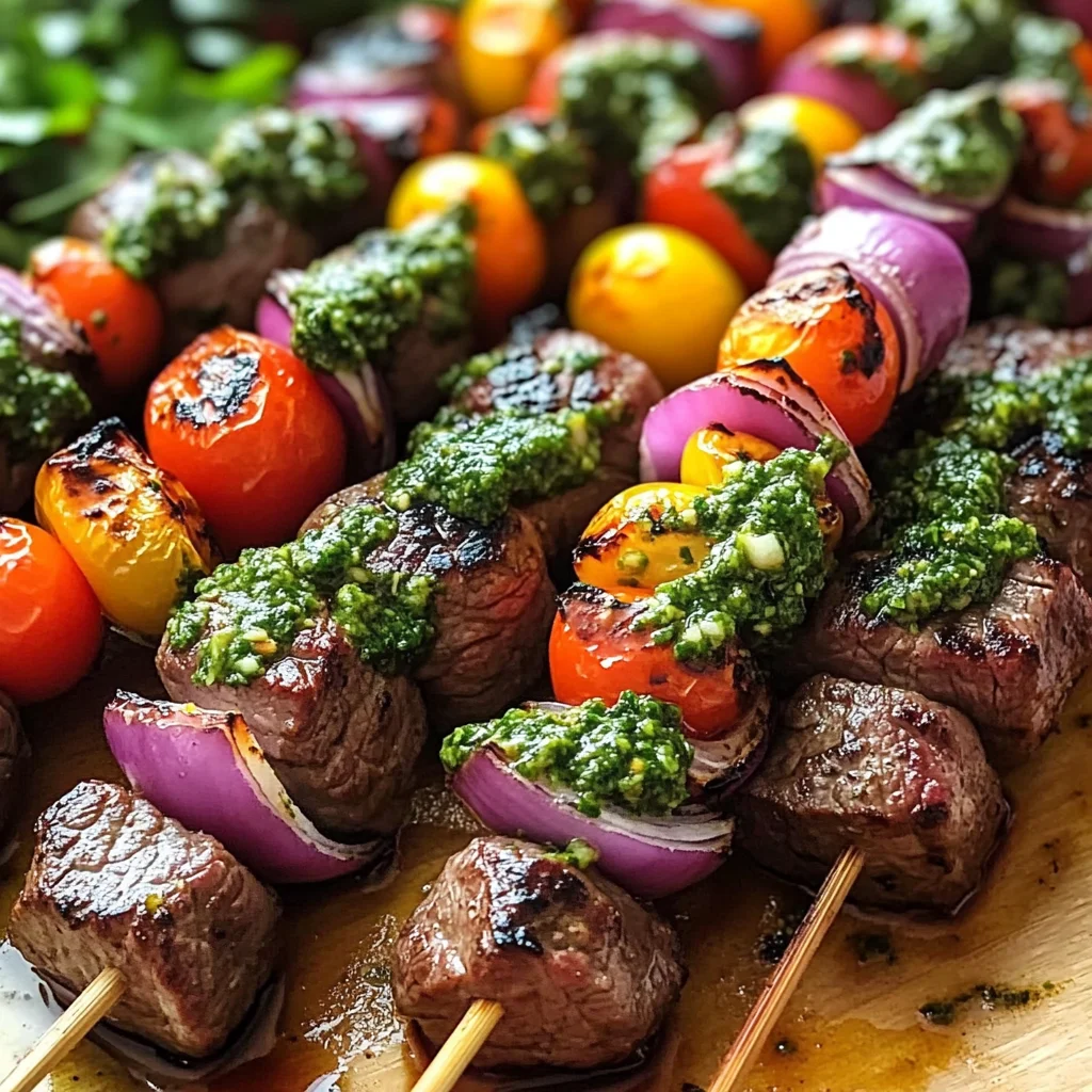 Steak Kebabs with Chimichurri