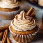 Vanilla Chai Pumpkin Latte Cupcakes with Cinnamon Brown Sugar Frosting