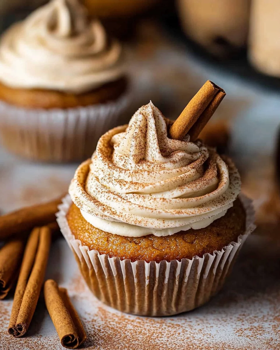 Vanilla Chai Pumpkin Latte Cupcakes with Cinnamon Brown Sugar Frosting