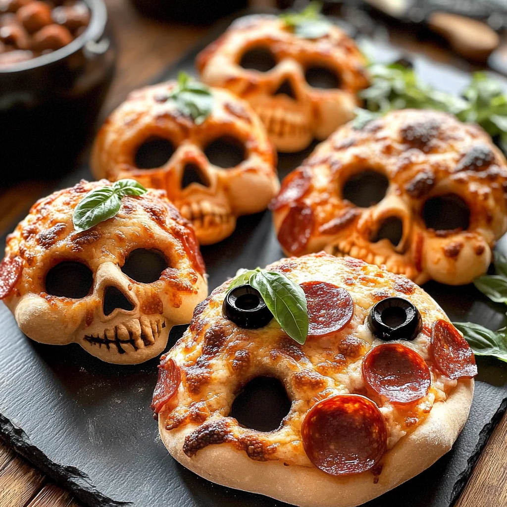 Cheesy Halloween Pizza Skulls