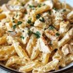 Creamy Crockpot Garlic Parmesan Chicken Pasta