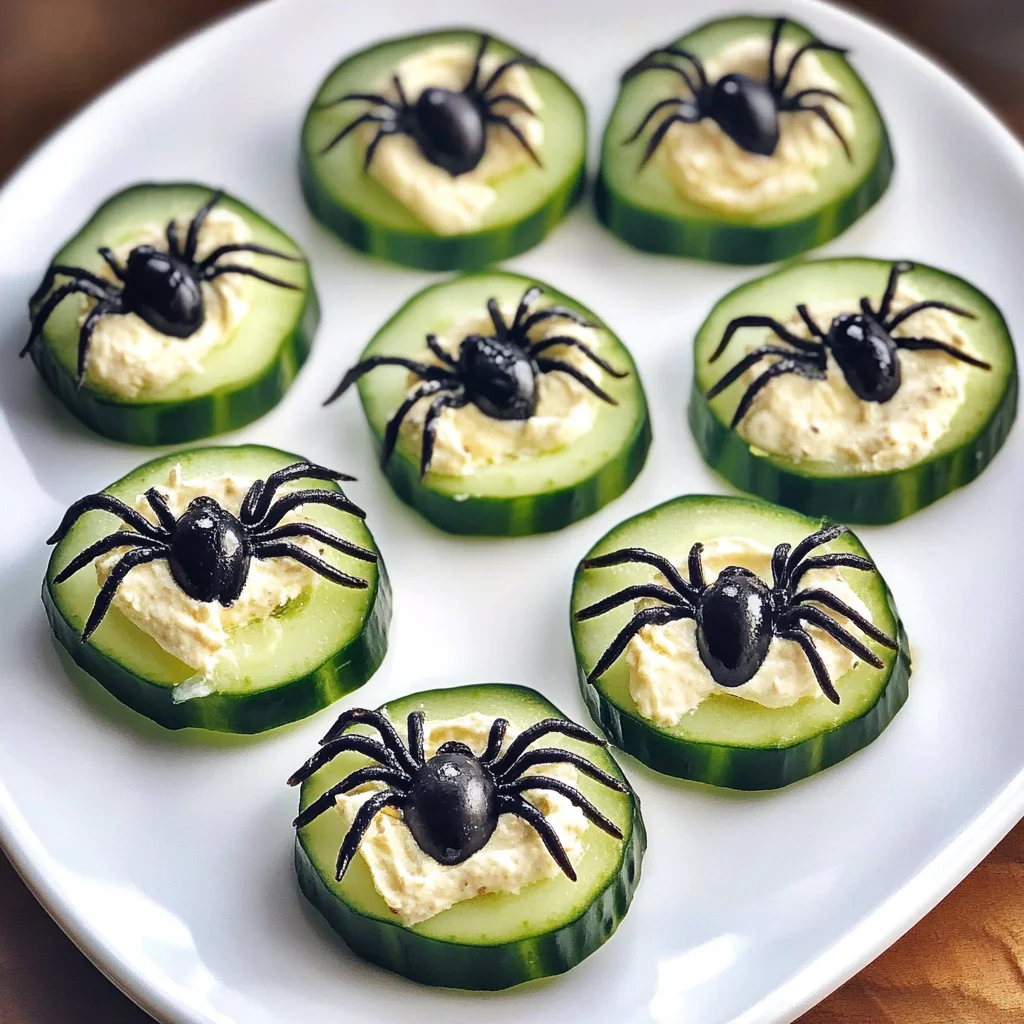 Keto Spider Cucumber Appetizer Bites