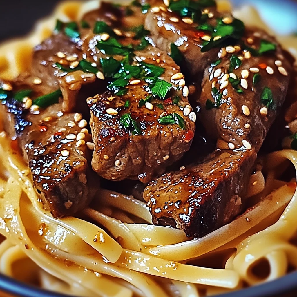 Sweet and Spicy Garlic Steak Pasta