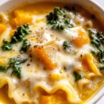 Butternut Squash Lasagna Soup with Kale & Mozzarella