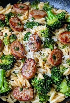 Chicken Sausage, Broccoli, and Orzo Skillet