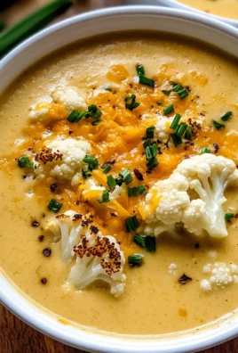 Creamy Cheddar Cauliflower & Roasted Garlic Soup Recipe