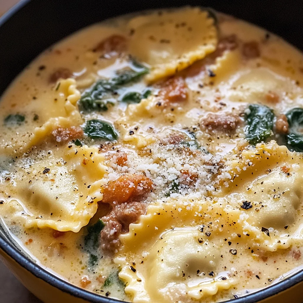 Creamy Tuscan Ravioli Soup : Comfort in Every Spoonful