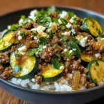 Greek-Style Beef and Zucchini Rice Bowl