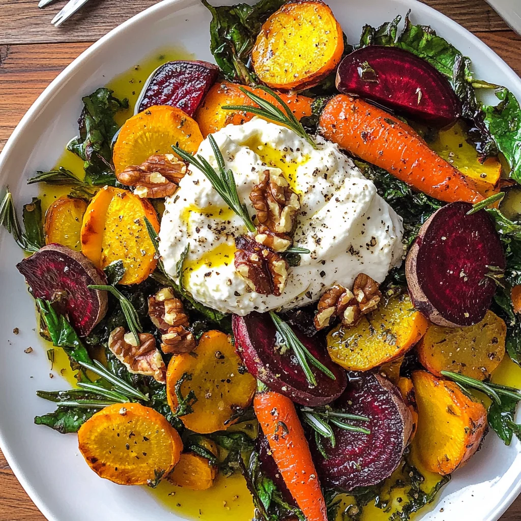 Roasted Beets and Carrots Salad with Burrata