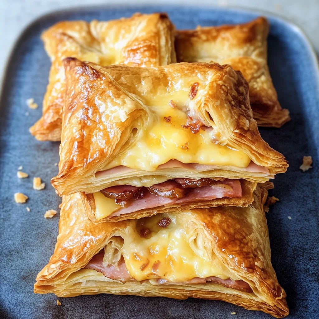 Crispy Ham & Cheese Puff Pastry Stacks