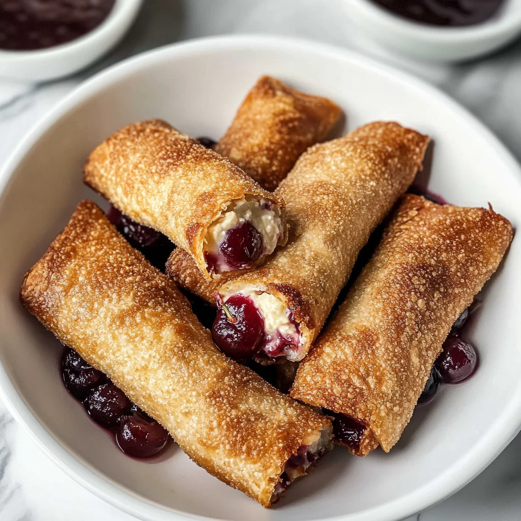 Homemade Air Fryer Cherry Cheesecake Egg Rolls