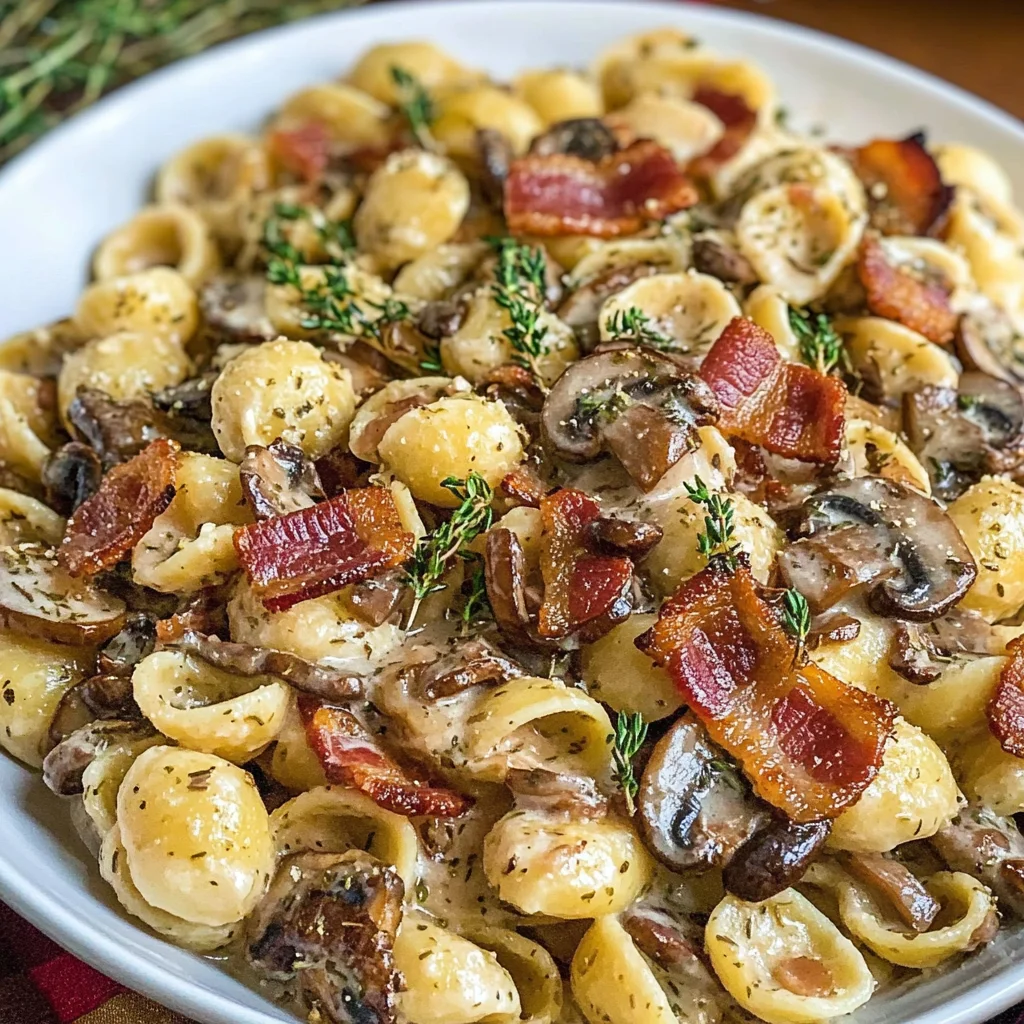 Orecchiette with Mushroom Thyme Sauce