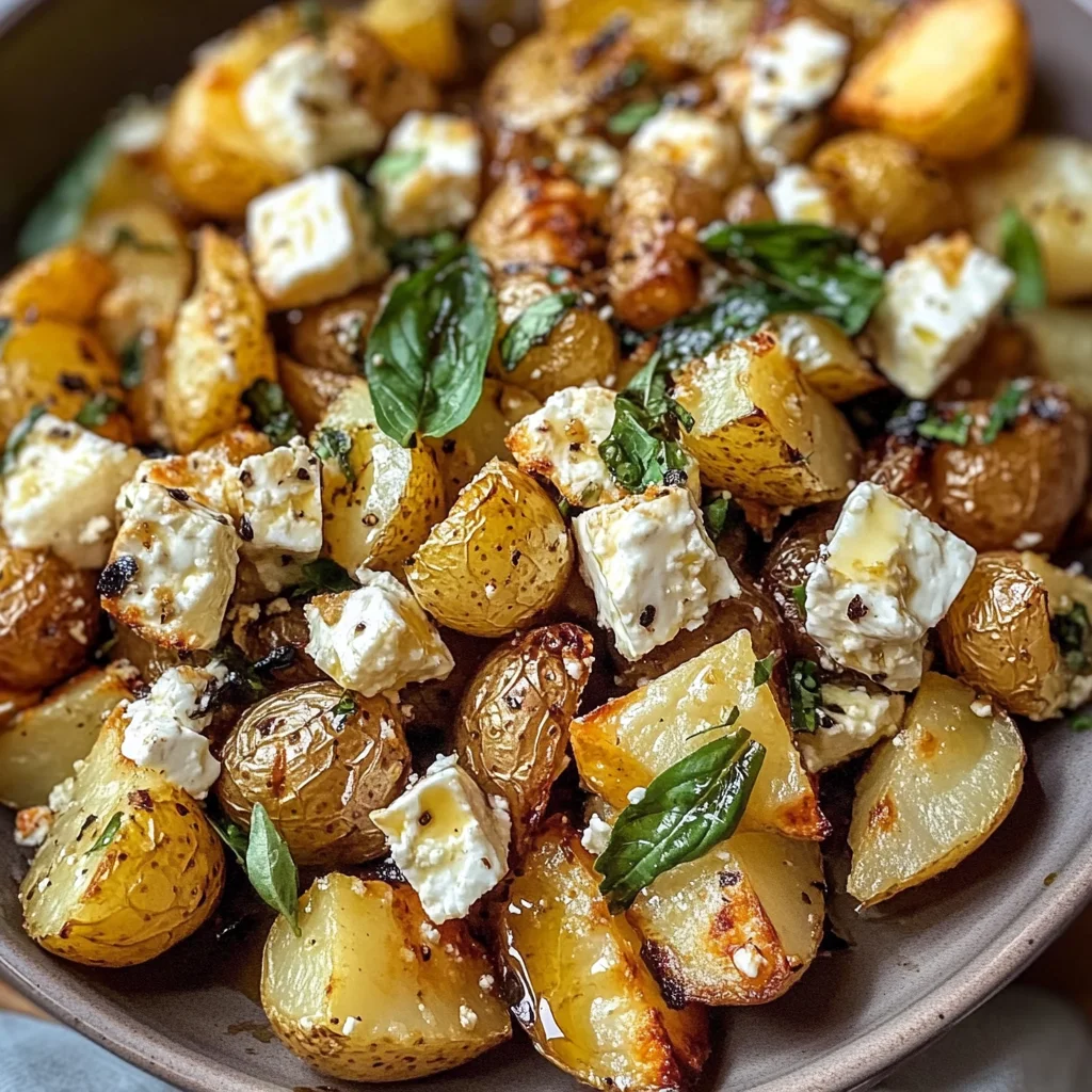 Roasted Potatoes with Baked Feta and Garlic