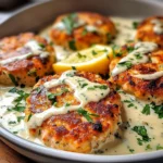 Salmon Patties with Creamy Lemon-Garlic Sauce