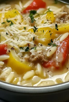 Savory Orzo Stuffed Banana Peppers Soup