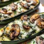 Spinach, Mushroom, and Ricotta Stuffed Zucchini Boats