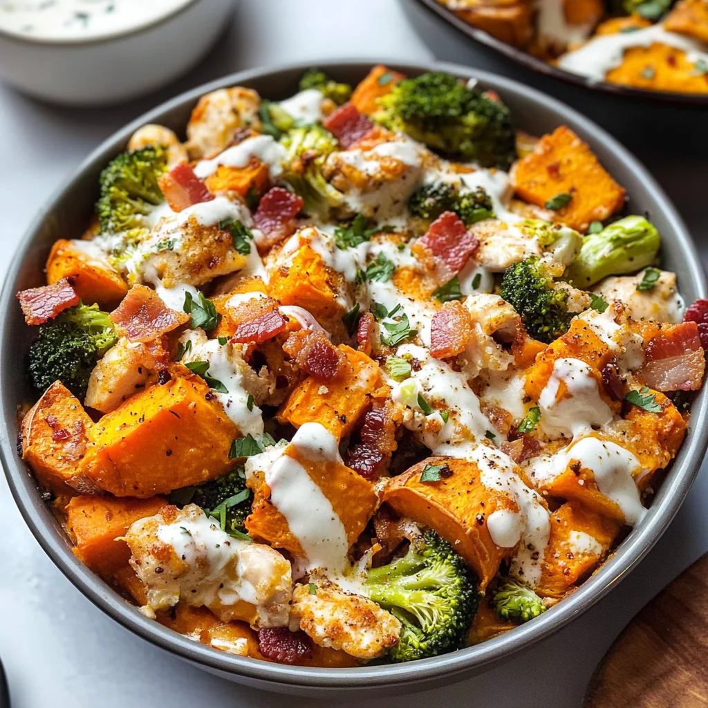Buffalo Chicken Sweet Potato Casserole
