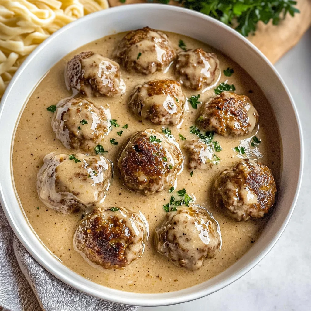 Crockpot Swedish Meatballs with Creamy Gravy