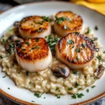 Easy Seared Scallops with Mushroom Risotto
