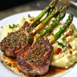 Herb-Crusted Lamb Chops with Mashed Potatoes and Asparagus